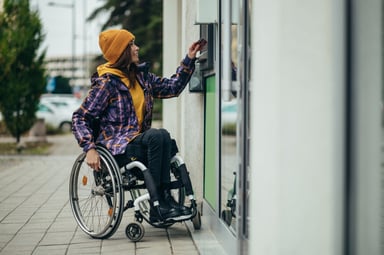 person using ATM banking