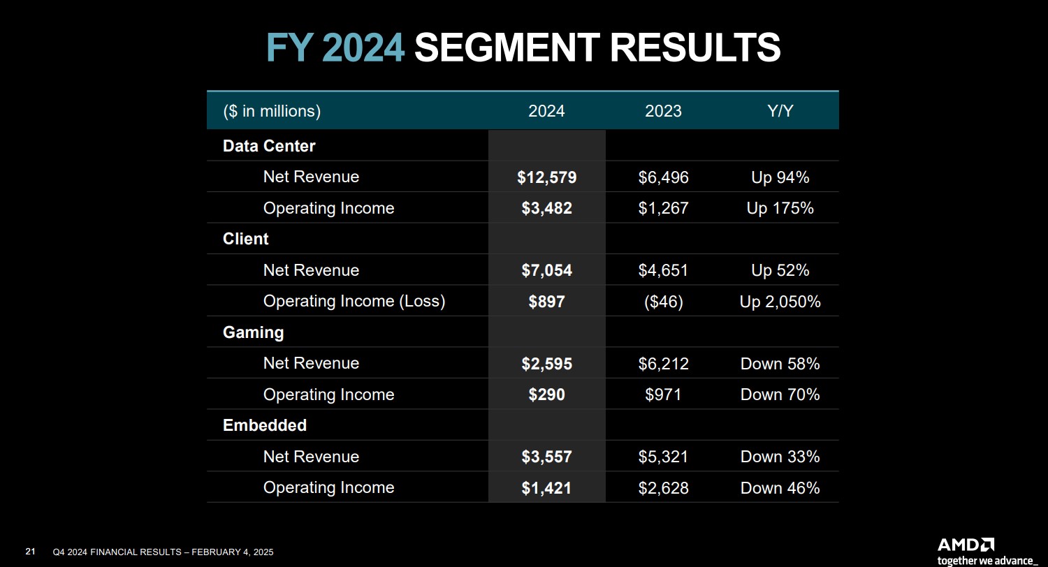 AMD segment revenue for 2024