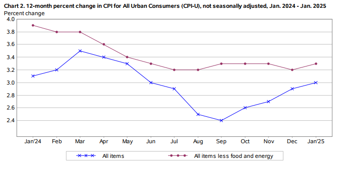 BLS chart showing 12 month inflation rates.