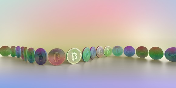 An illustration of Bitcoin tokens.