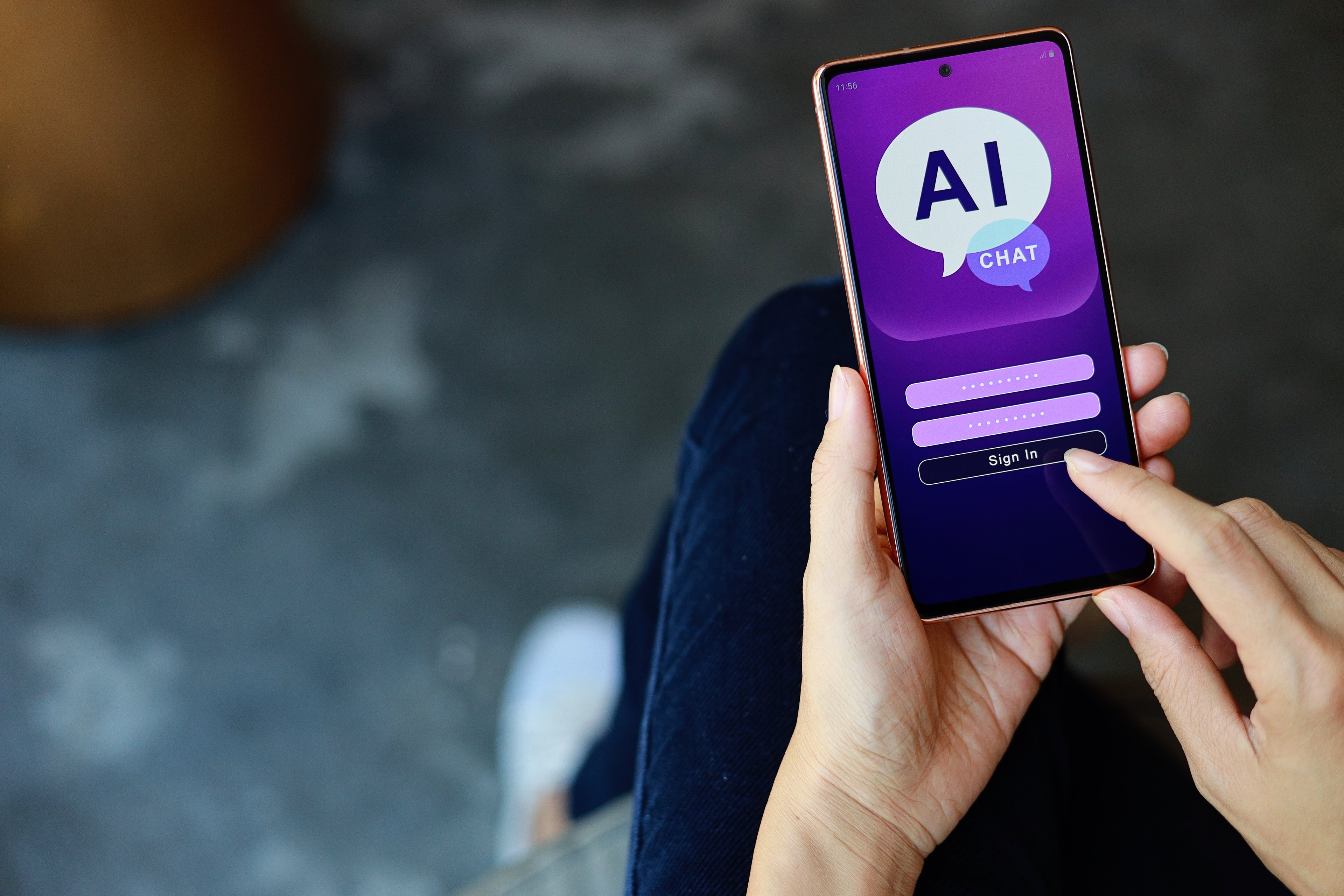 AI written on smartphone