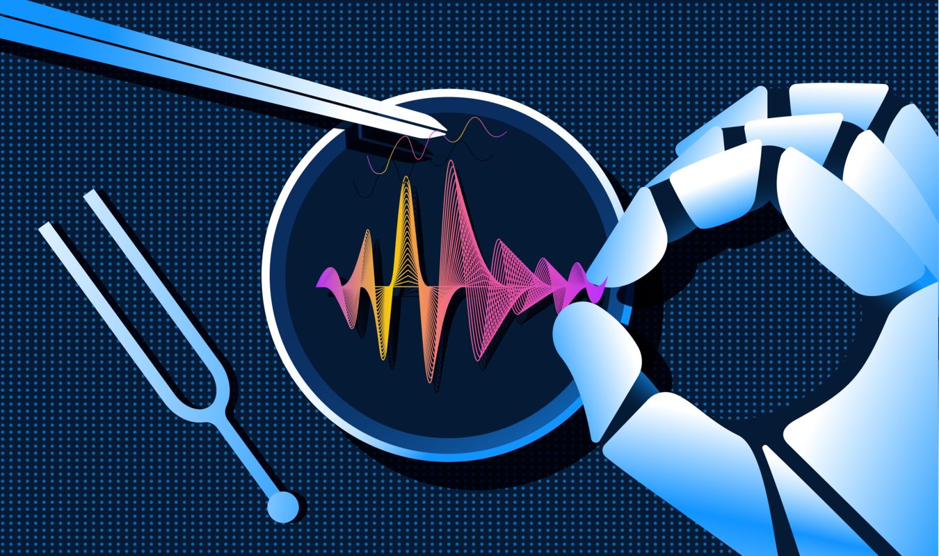 Abstract cartoon representation of a hand using scientific lab instrumentation.