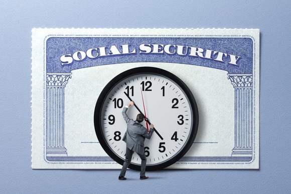 Social Security card with a clock in front of it.