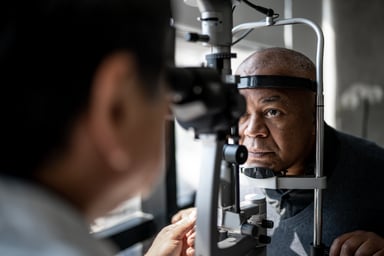 Person undergoing an eye exam
