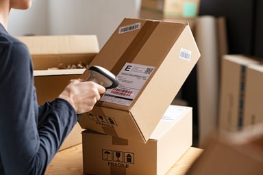 small business owner shipping packages fedex ups