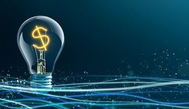 Light bulb with dollar sign