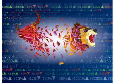 bull and bear made out of shapes 