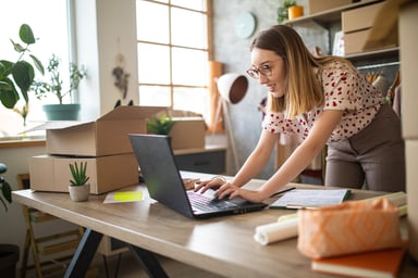 Person working on a laptop.