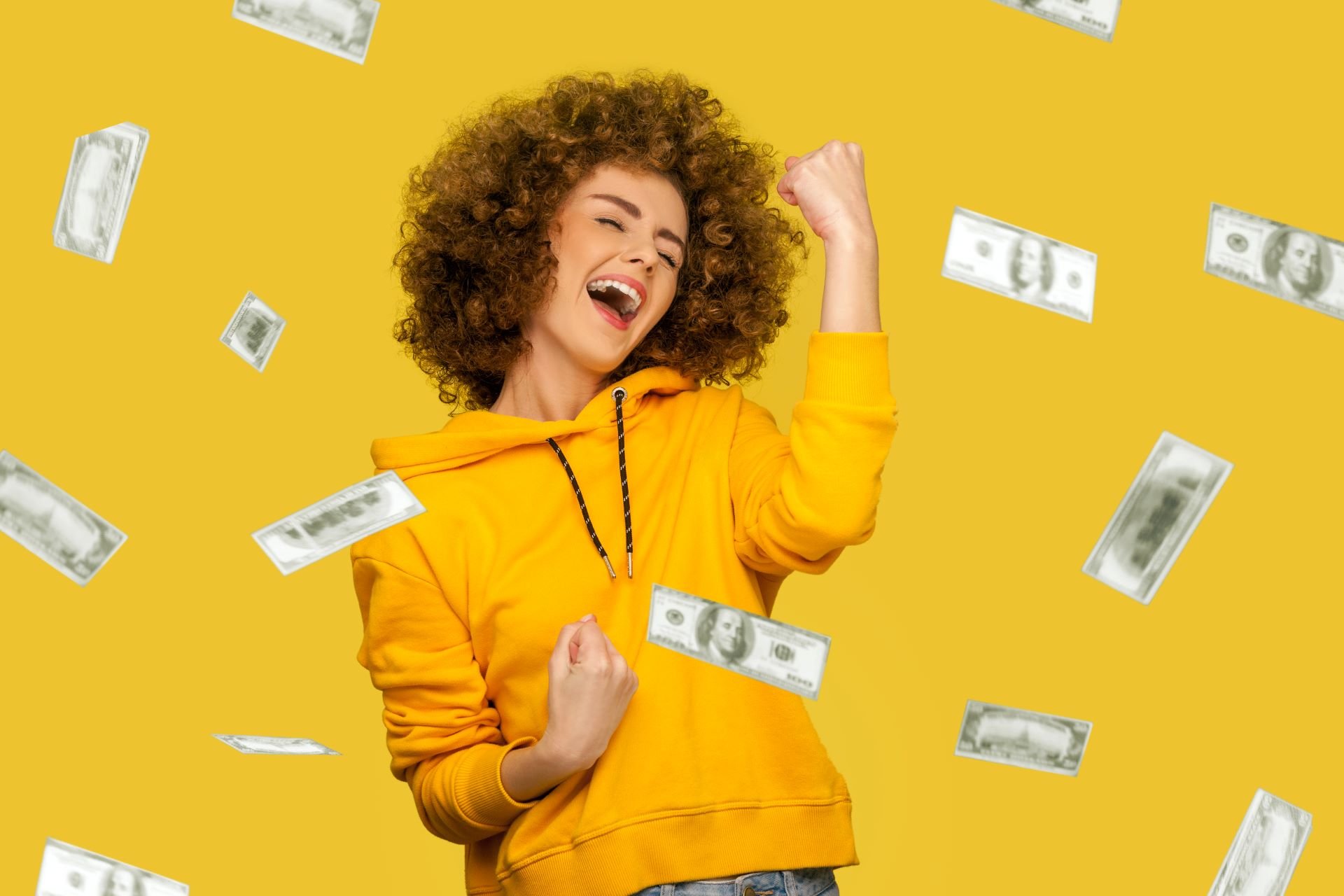 money rain on woman
