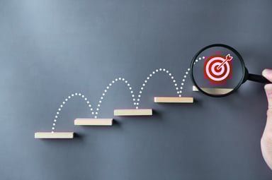 ascending stairs leading to target