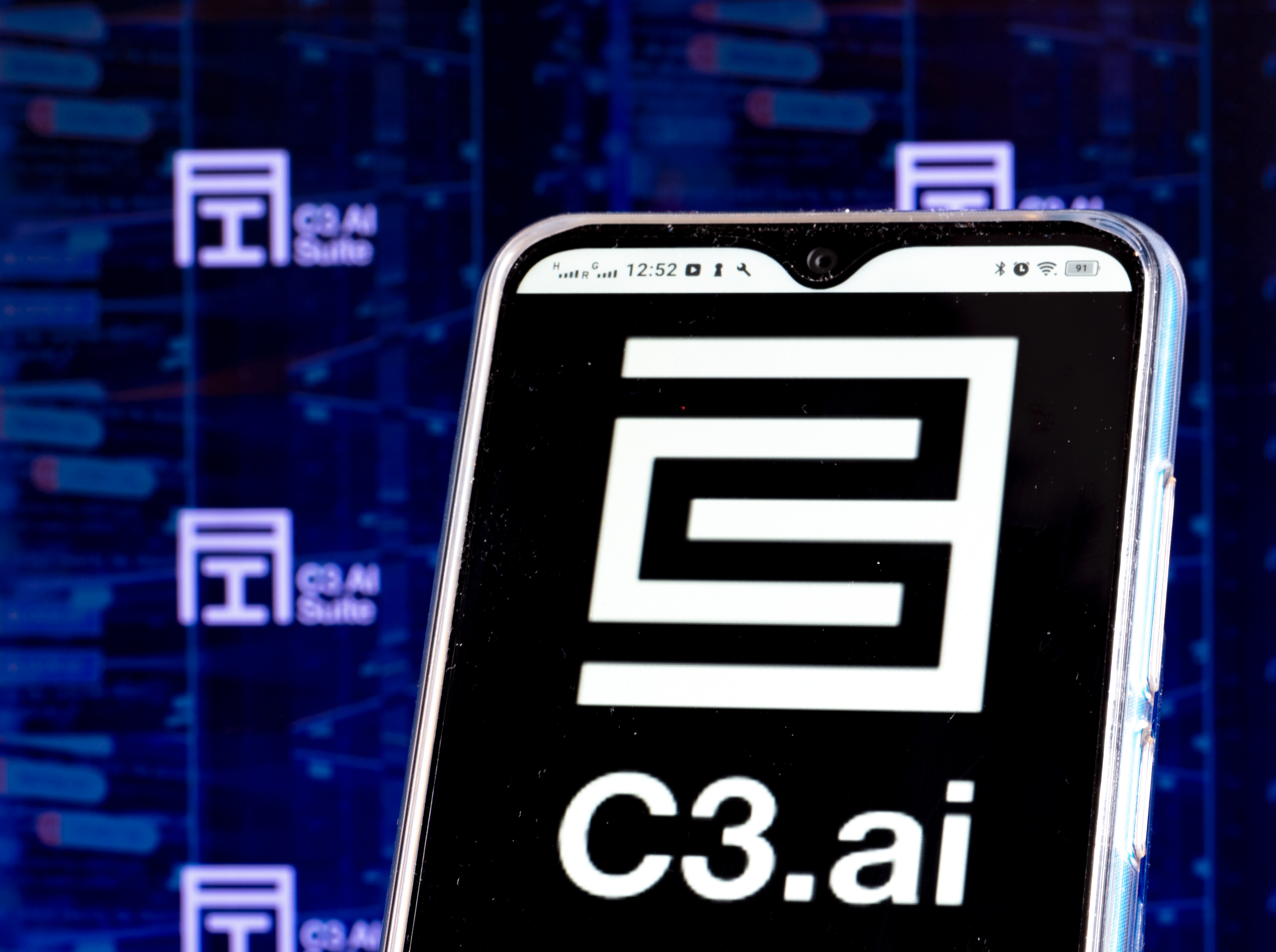 C3.ai corporate logo on a smartphone display.