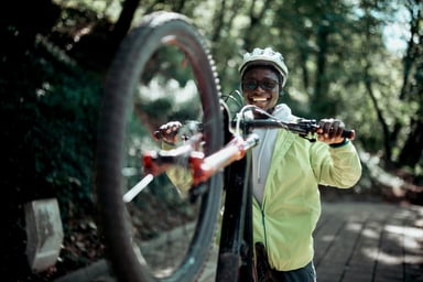 man with mountain bike
