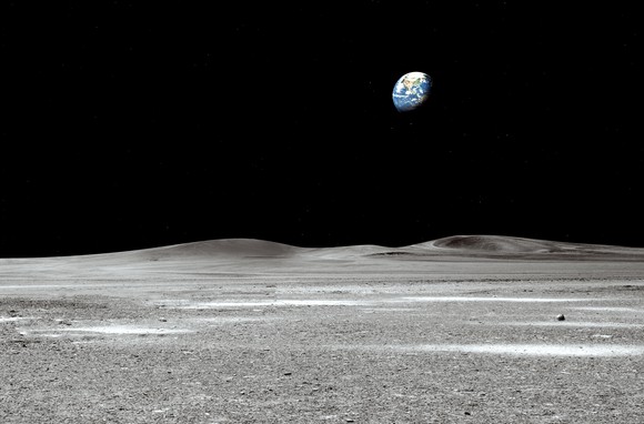 A view of Earth from the moon.