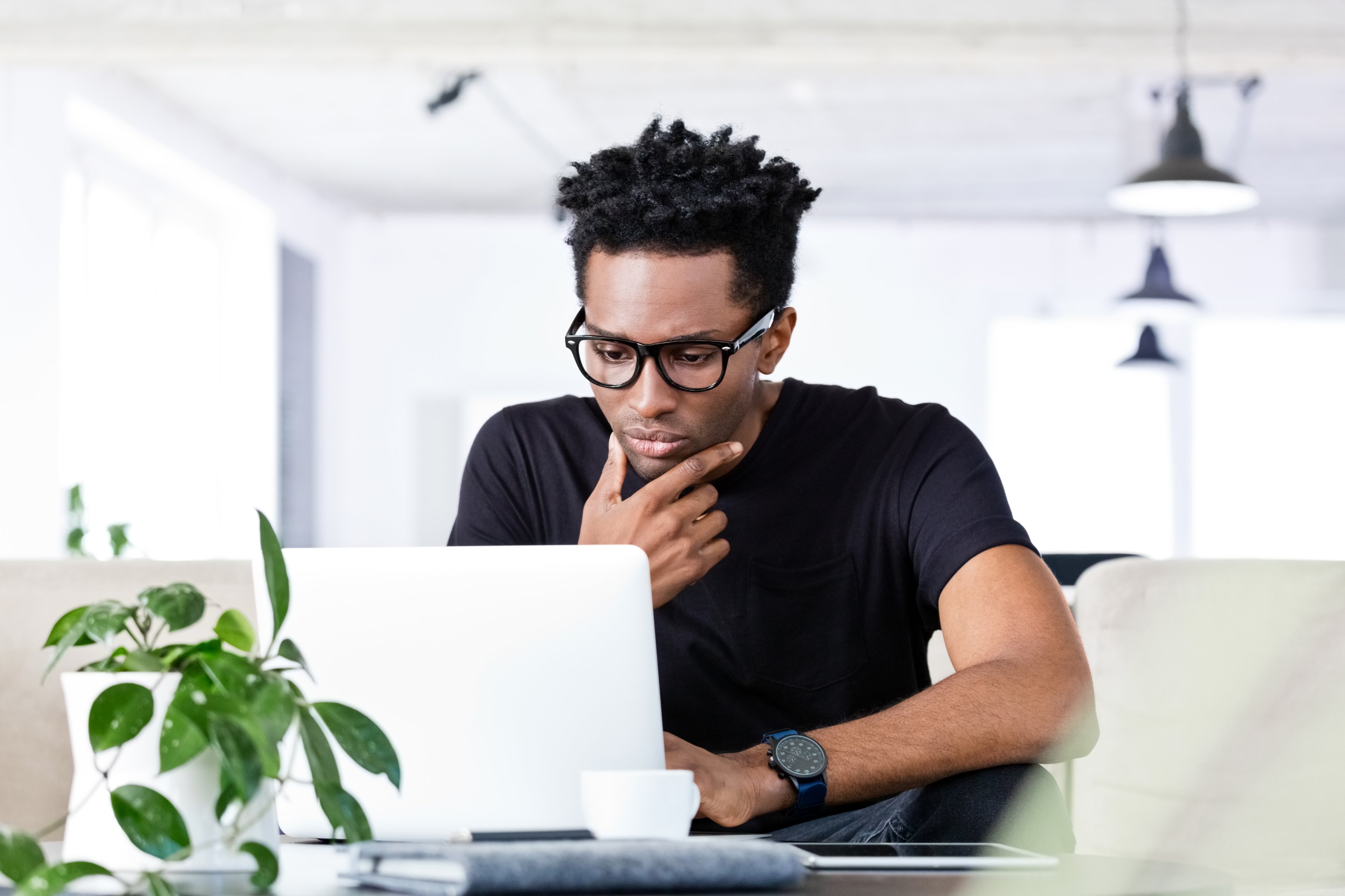 Wise investor researching a stock