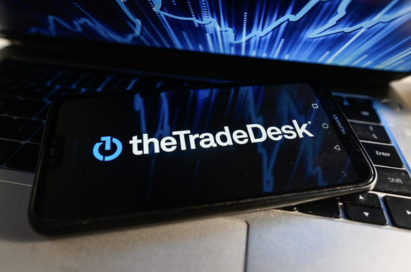 The Trade Desk logo on a smartphone display.