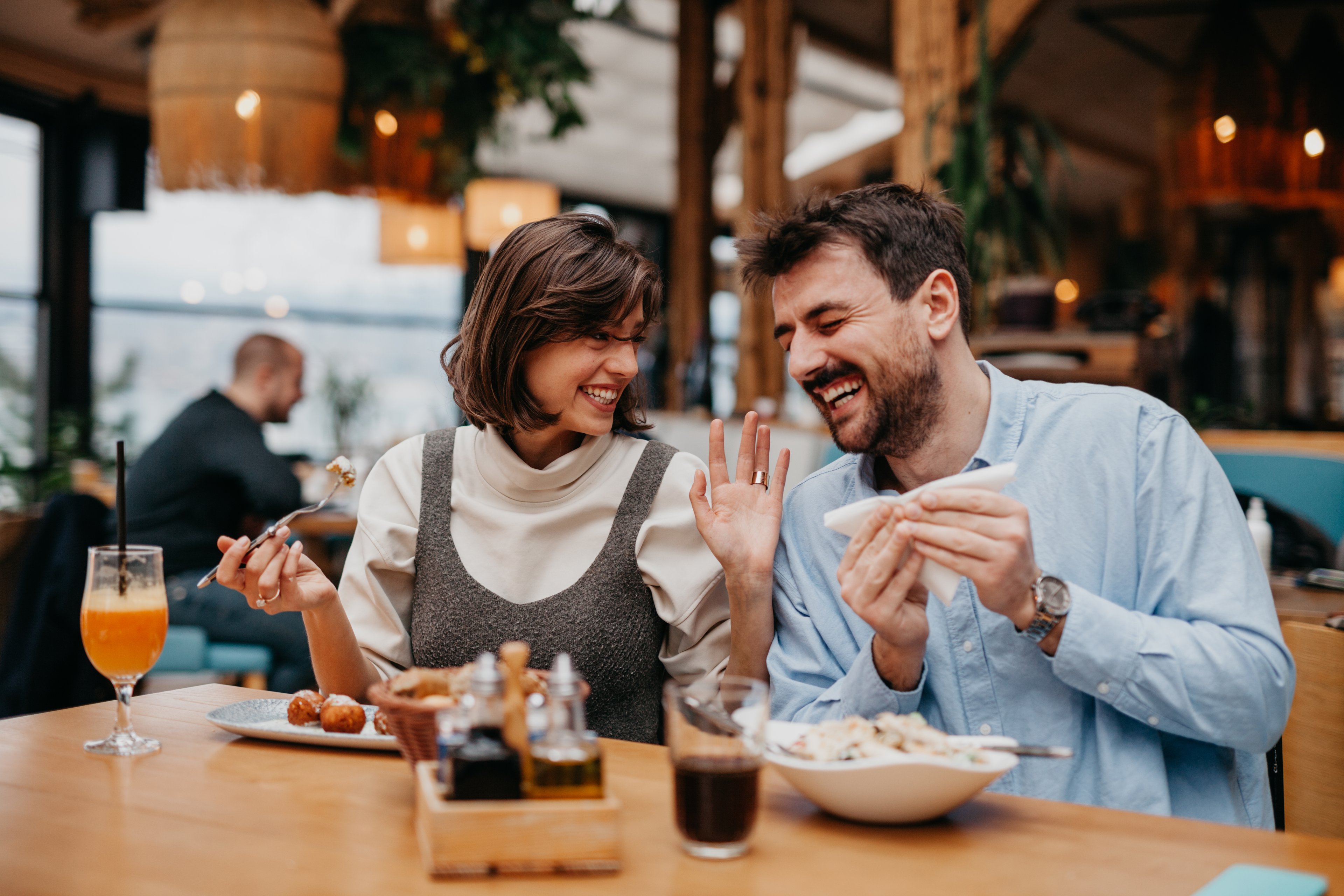 Couple at a restaurant. 