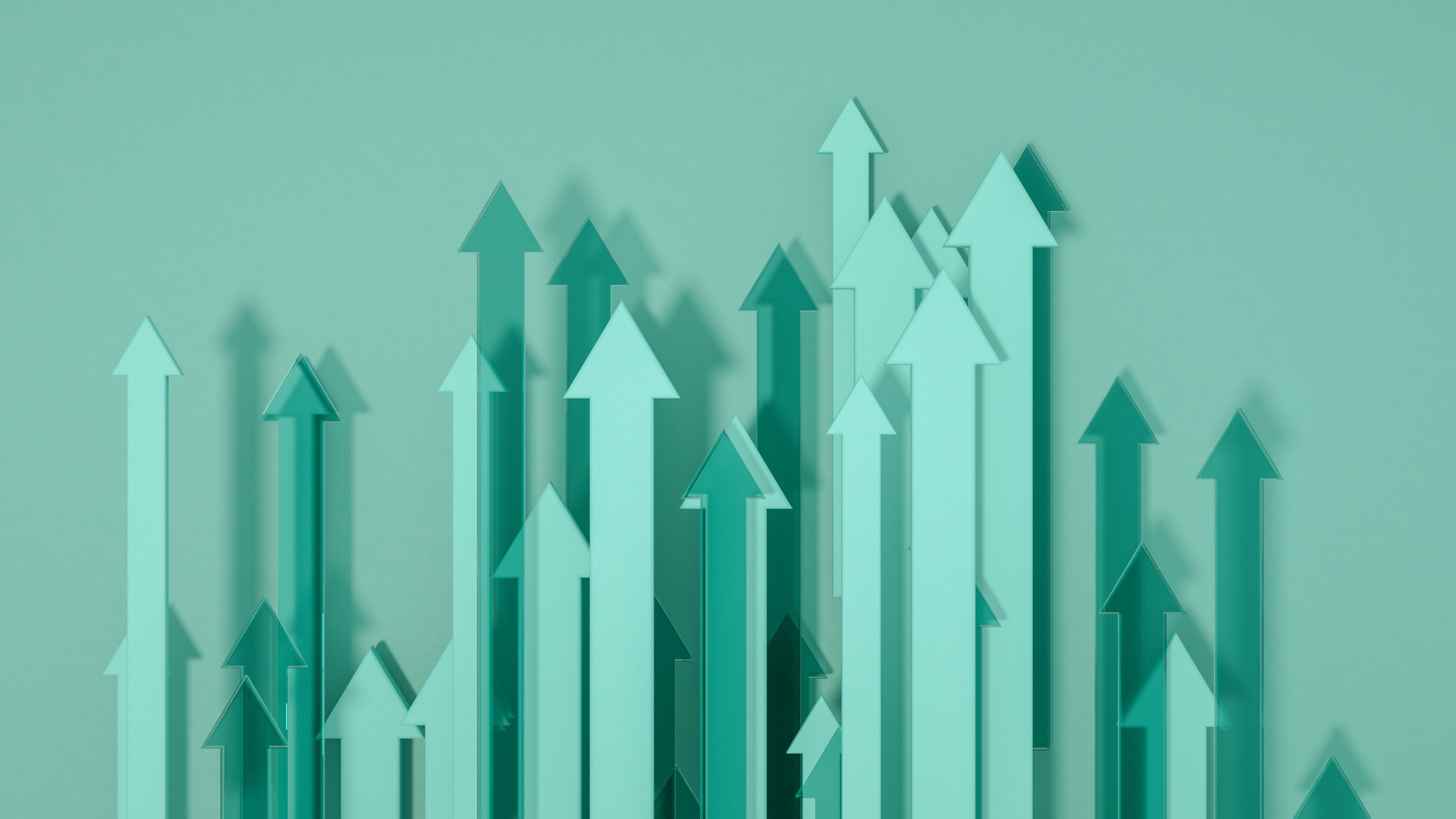 Several green arrows pointing straight up.