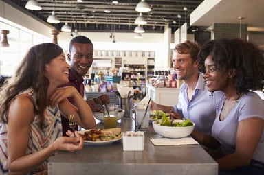friends restaurant group out to eat eating food