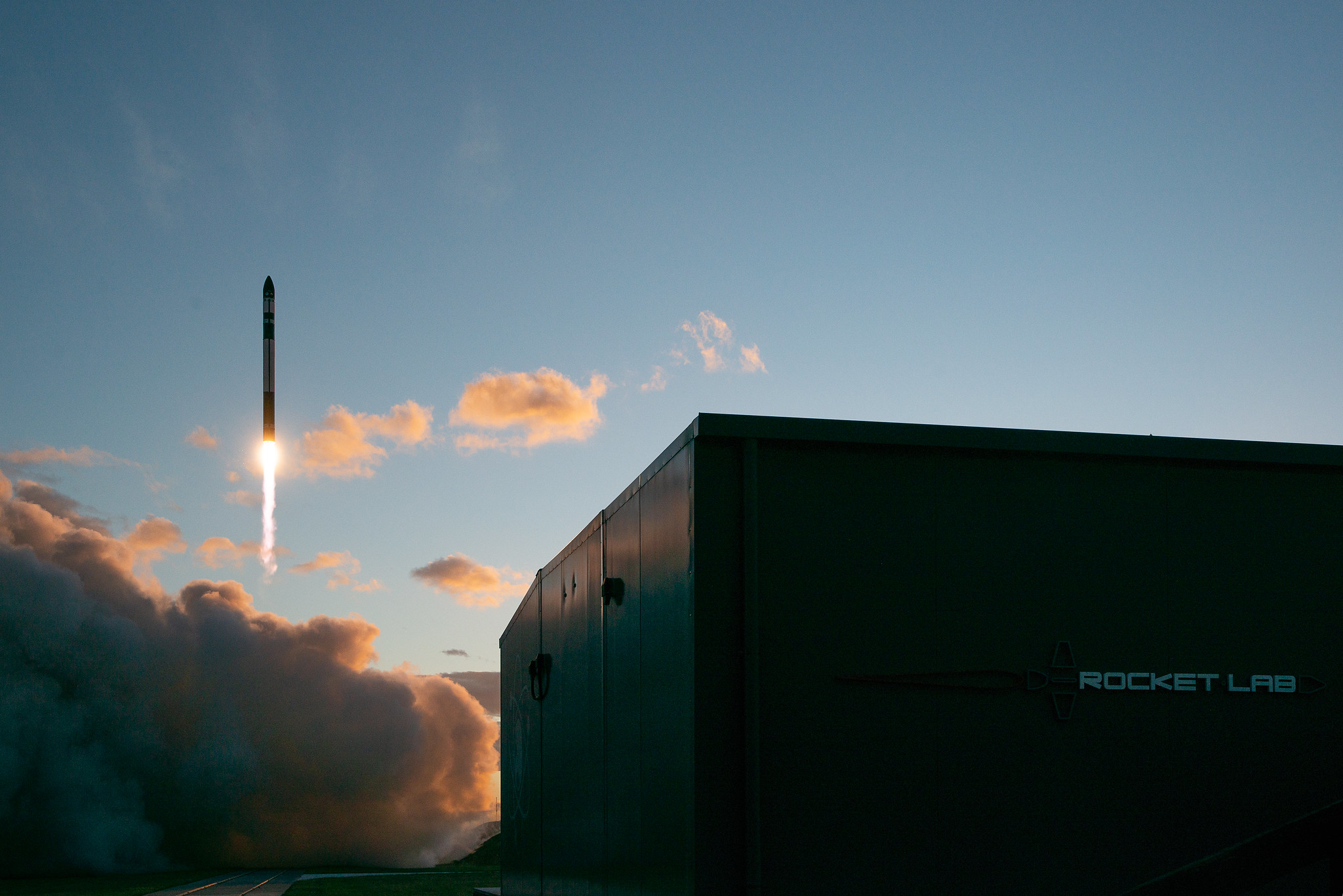 An Electron rocket takes off.