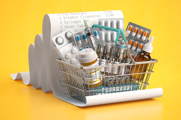 A basket of medications.