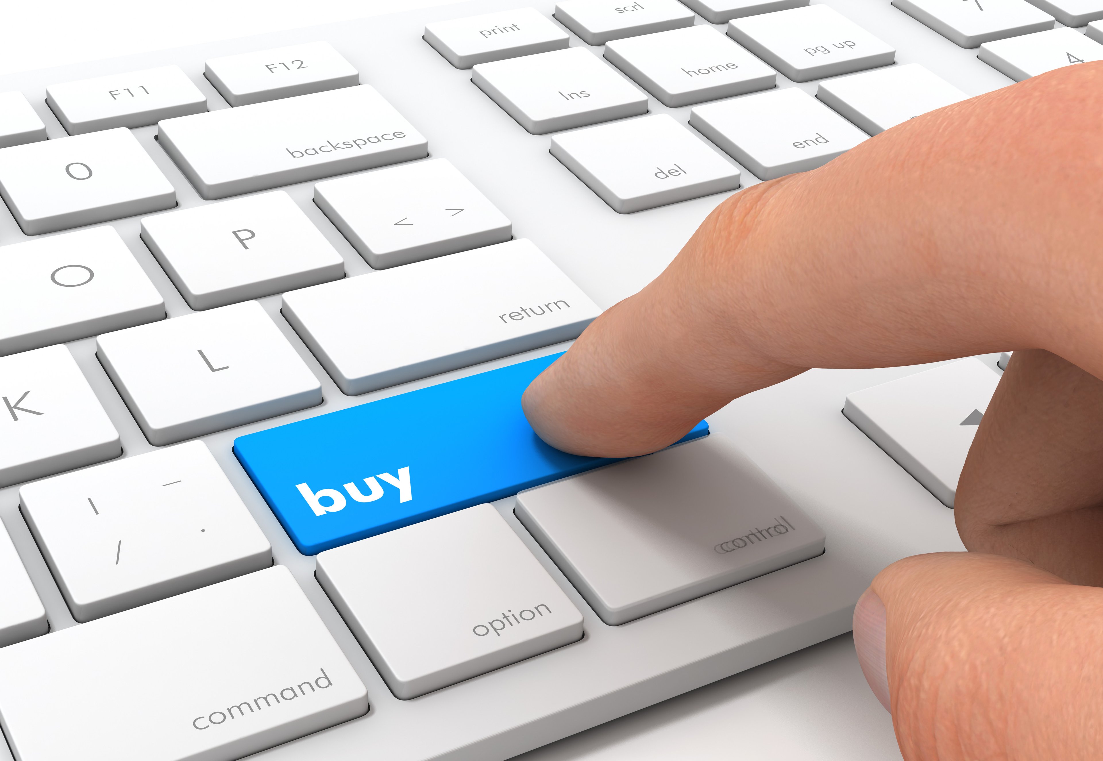 Person-pressing-buy-button-keyboard