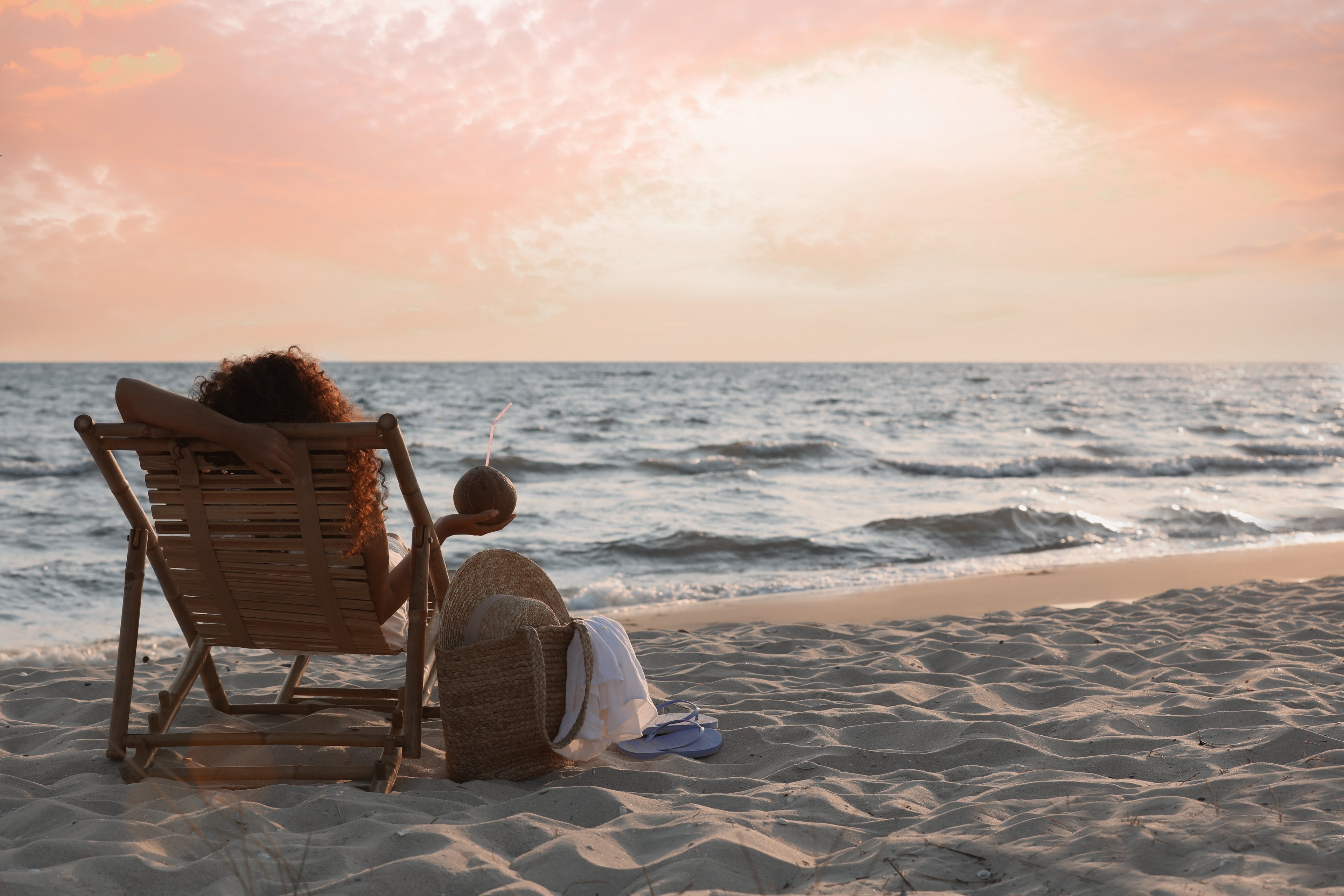 Relaxing on a beach