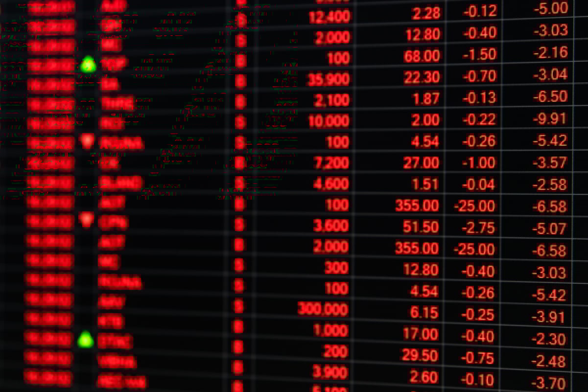 Red numbers on a screen.