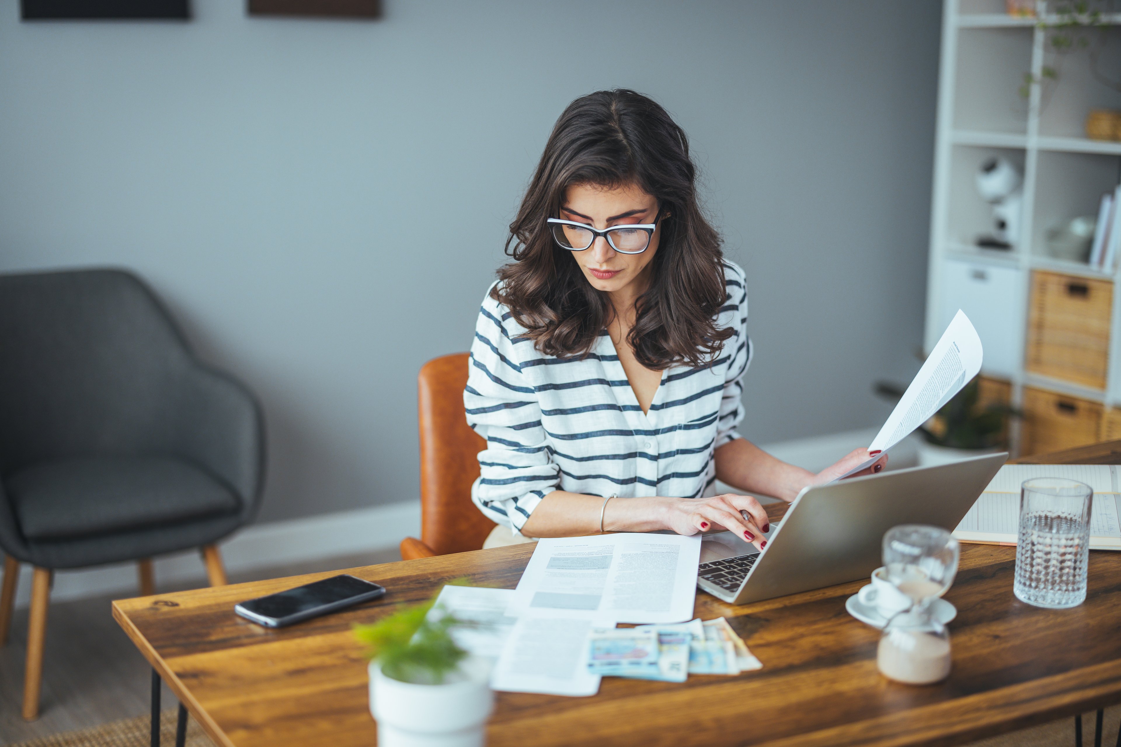 A person at a desk.