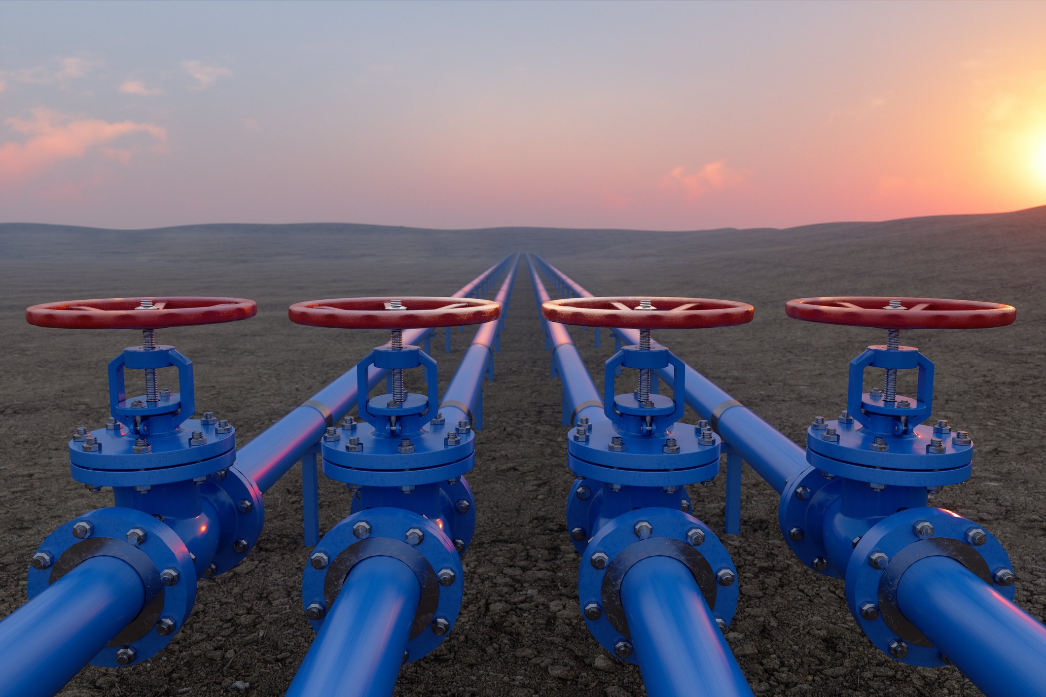 Several pipelines heading off into the distance.