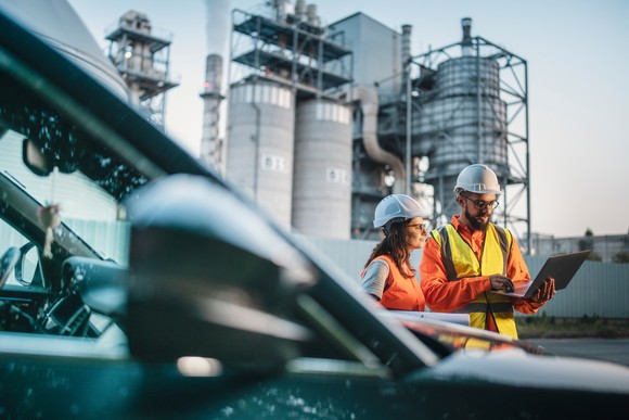 Workers at a power plant.