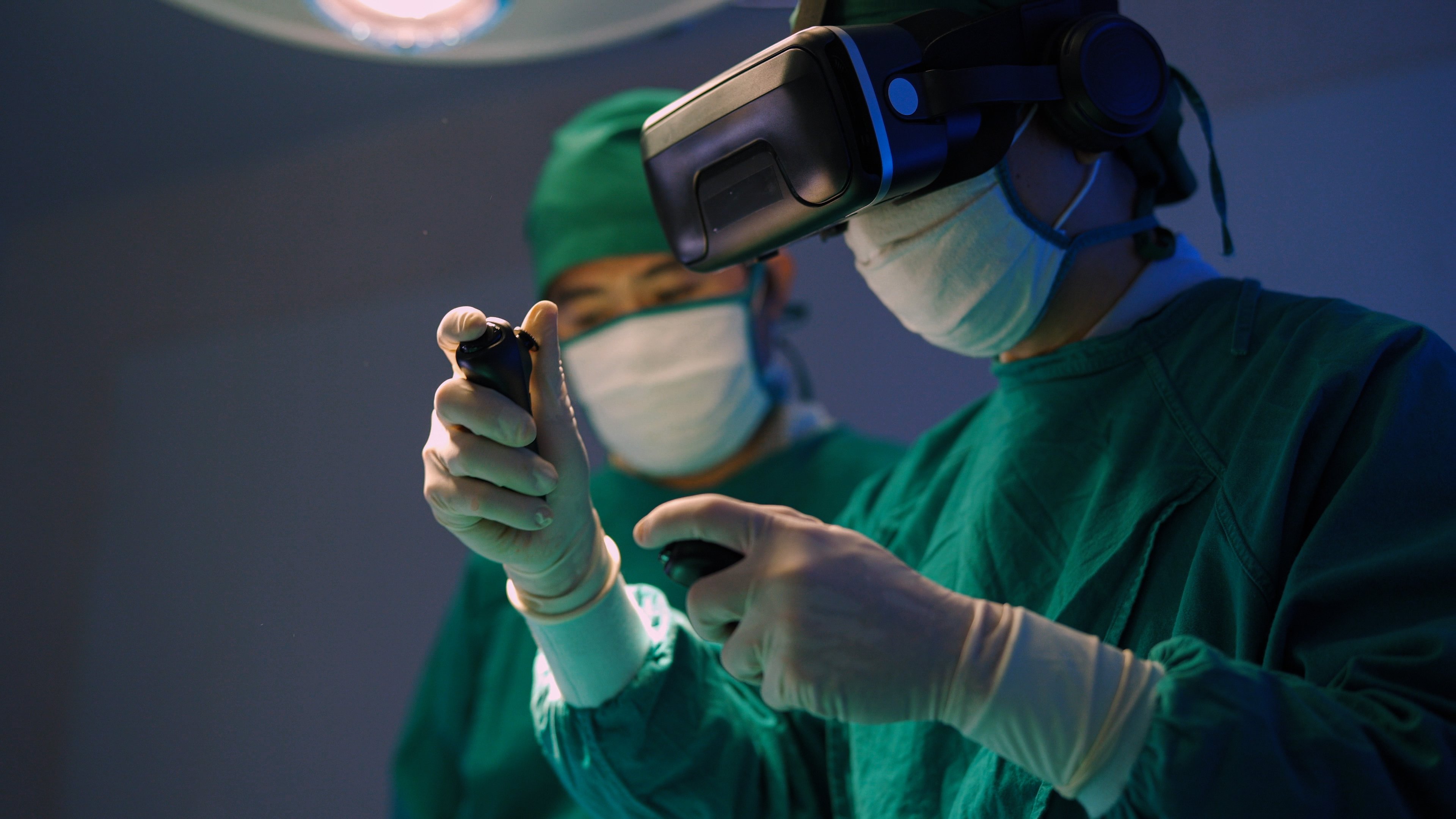 Doctor using robotic surgery system