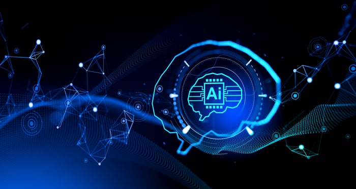 Artist rendering of AI in a brain.