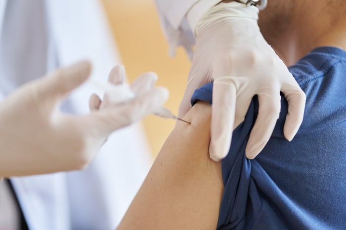 Person getting vaccinated.