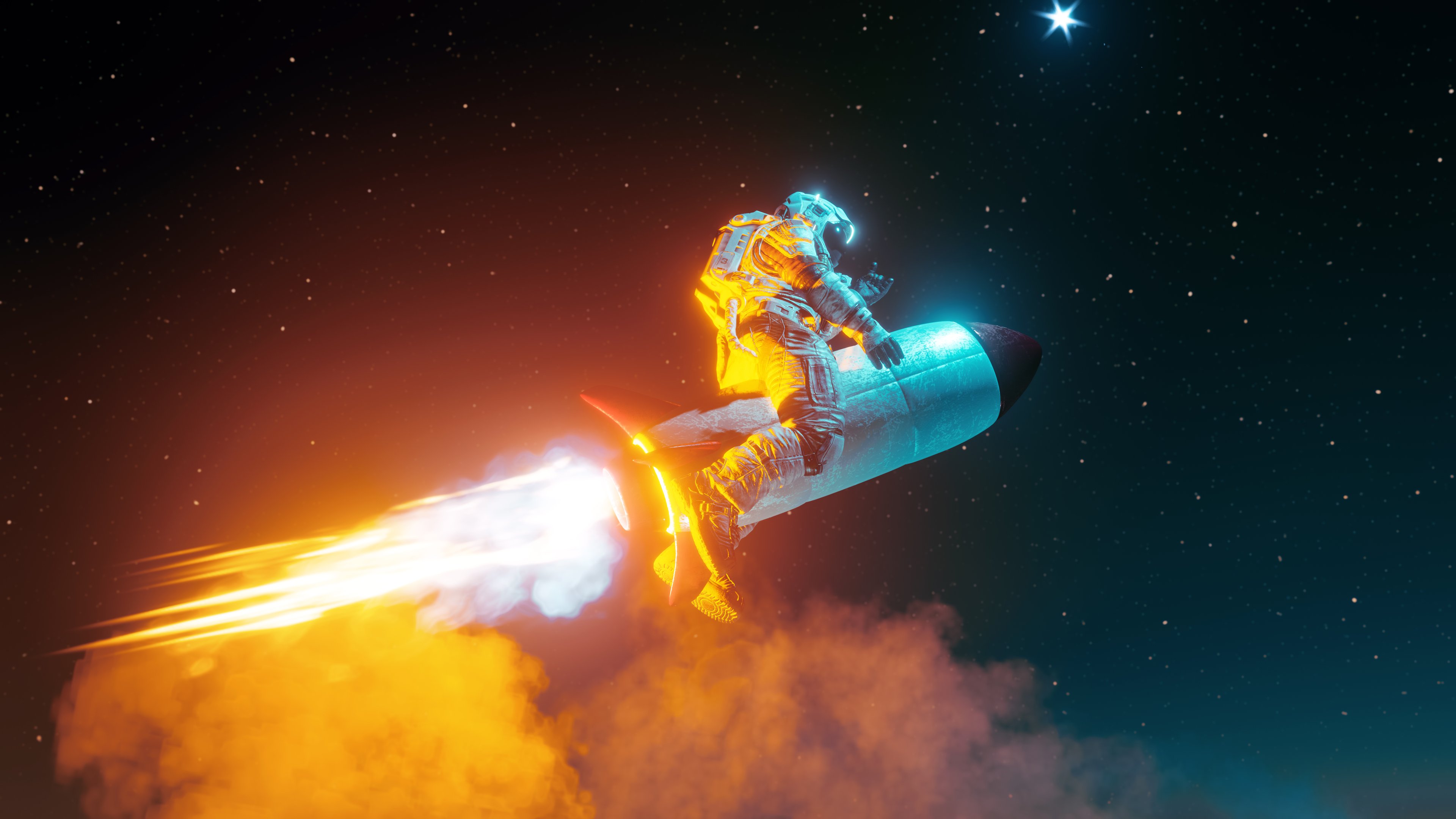 Person on rocket