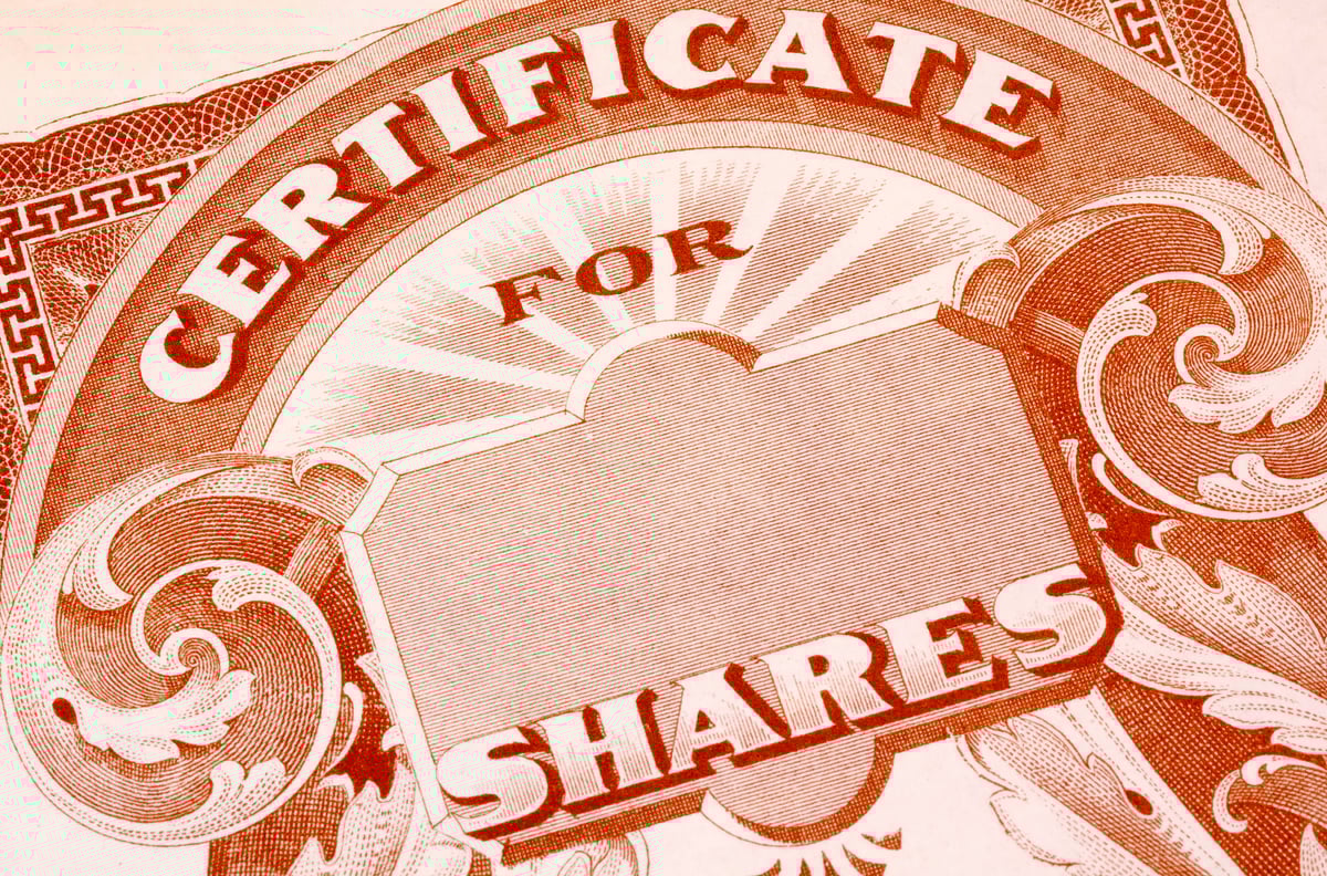 stock certificate stock split