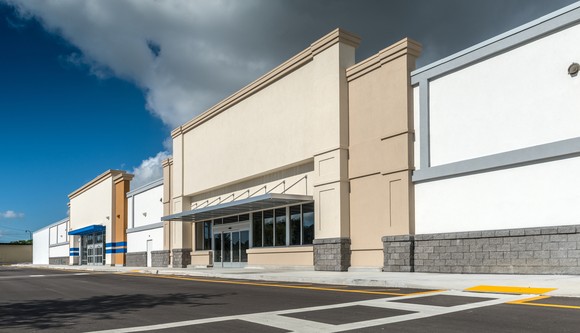 A department store building without a sign.