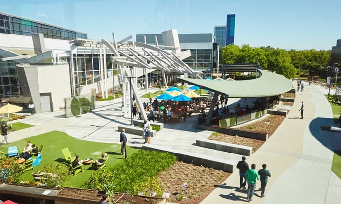 Wide shot of Google campus.