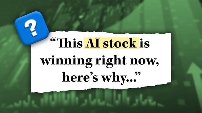 An image that reads "This AI stock is winning right now, here's why..."