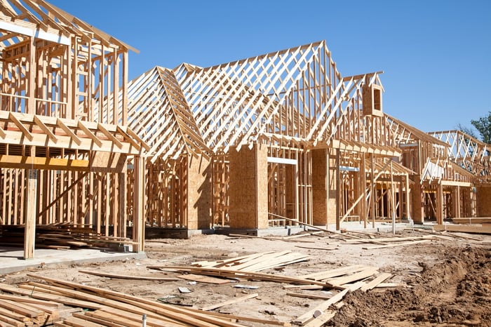 A home being constructed.