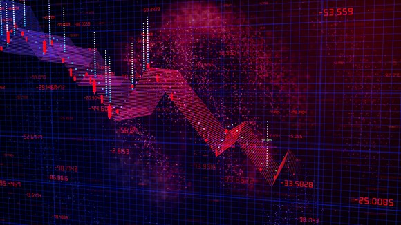 A chart line moving down.