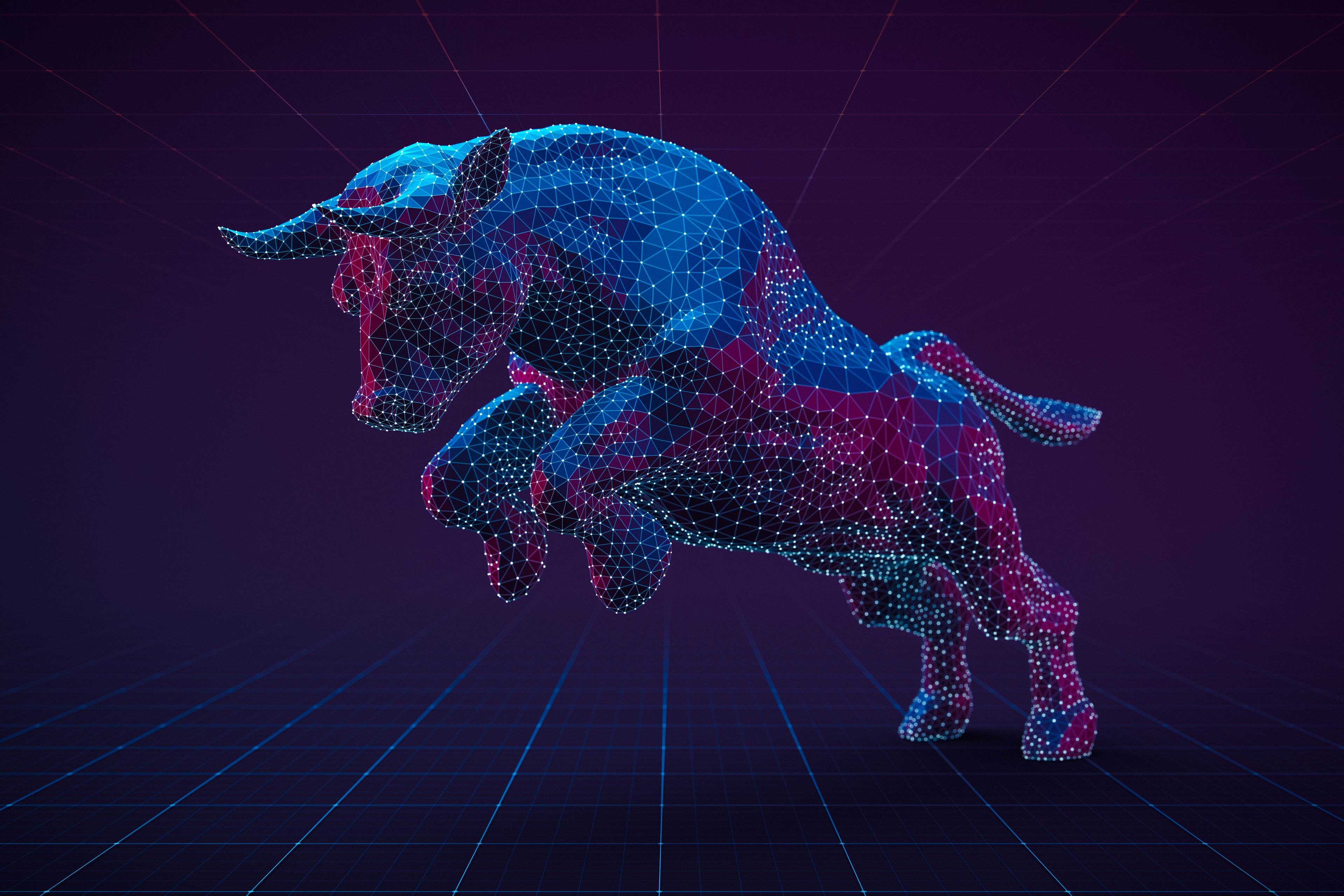 Artist rendering of a bucking bull.