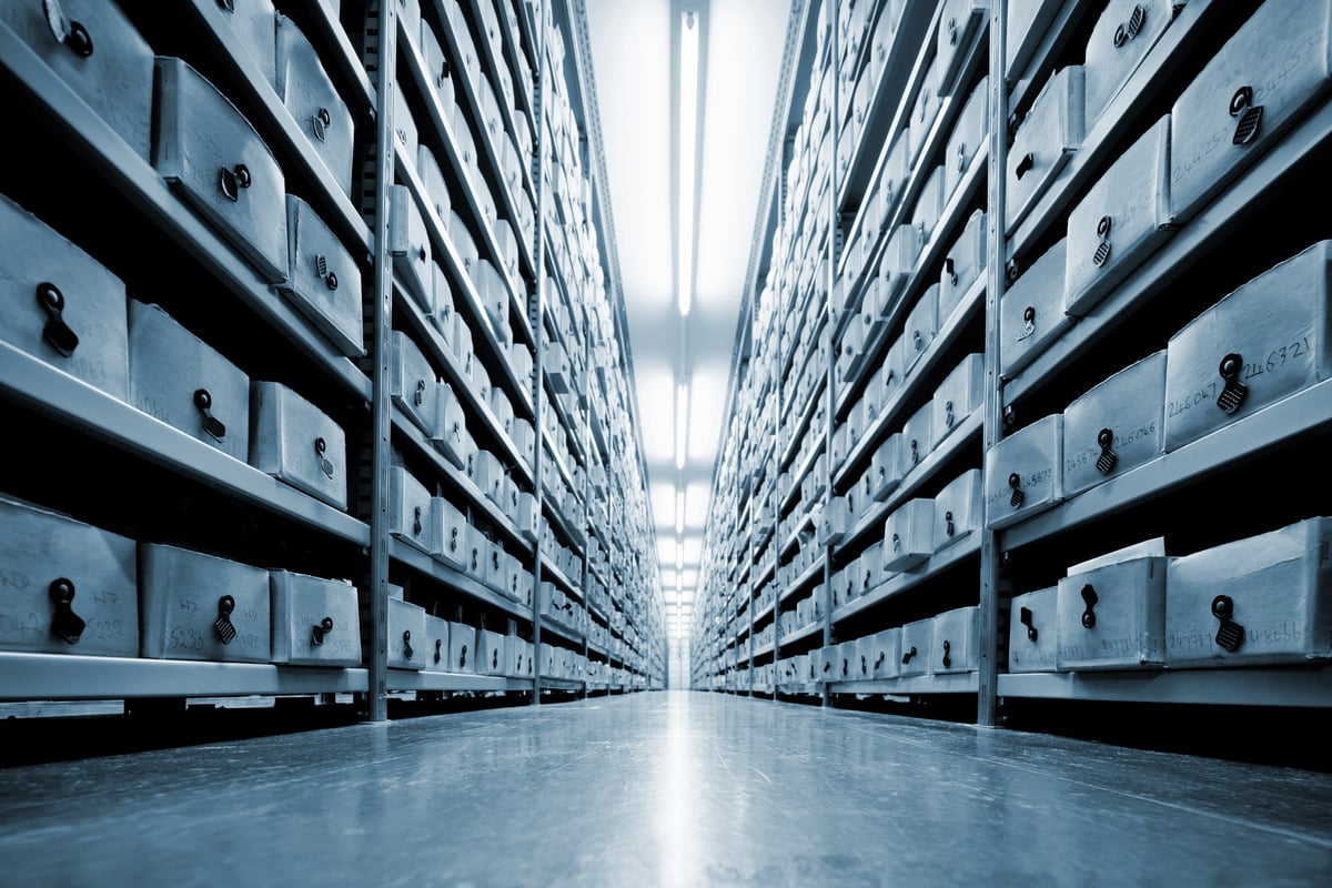 Rows of filings in an office.