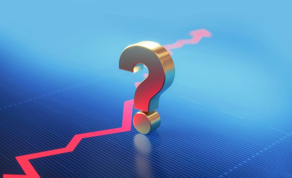 A chart line and a question mark.