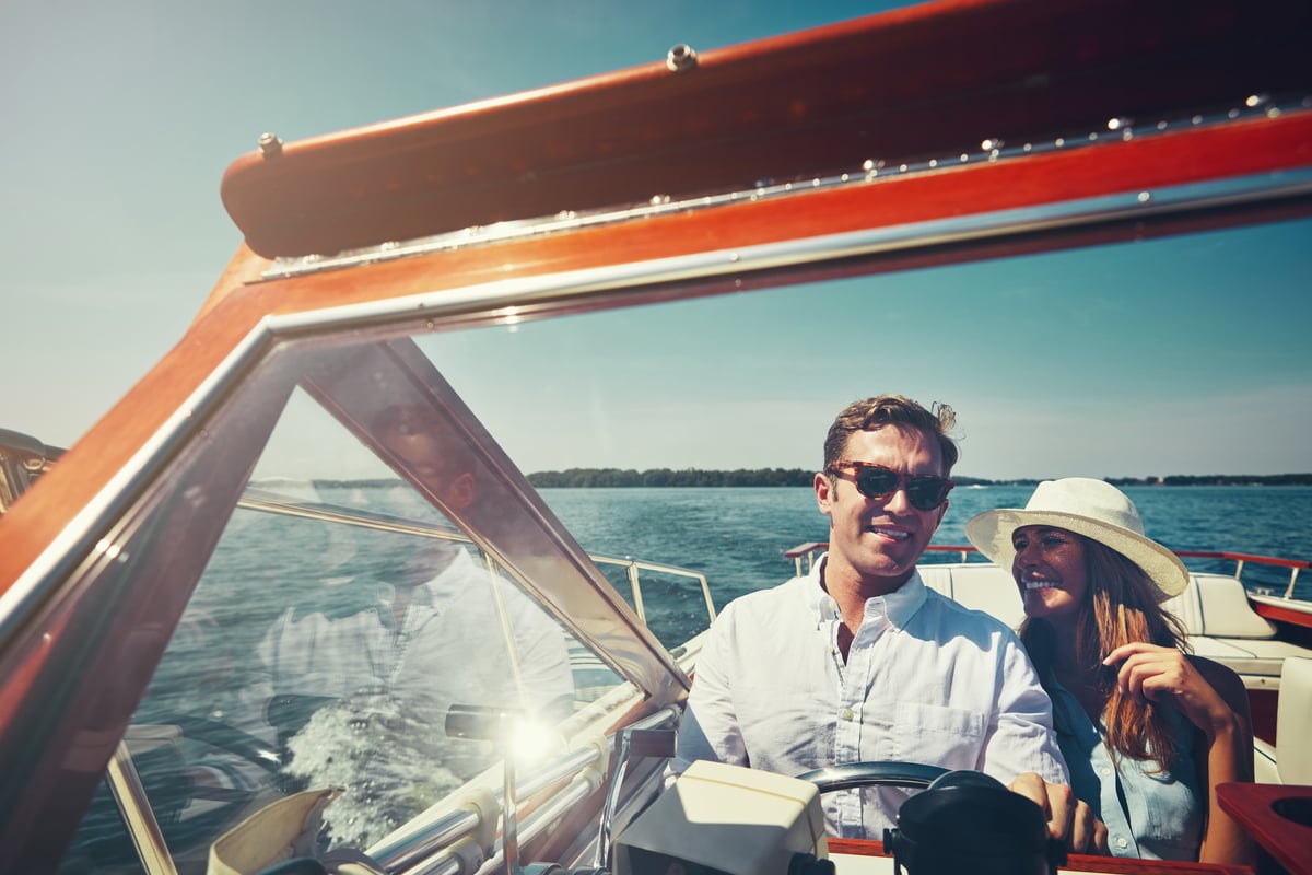 Two people on a boat.