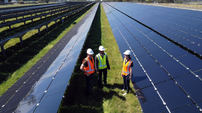 Engineers with solar power.