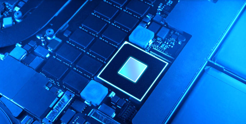 Semiconductor in blue light.