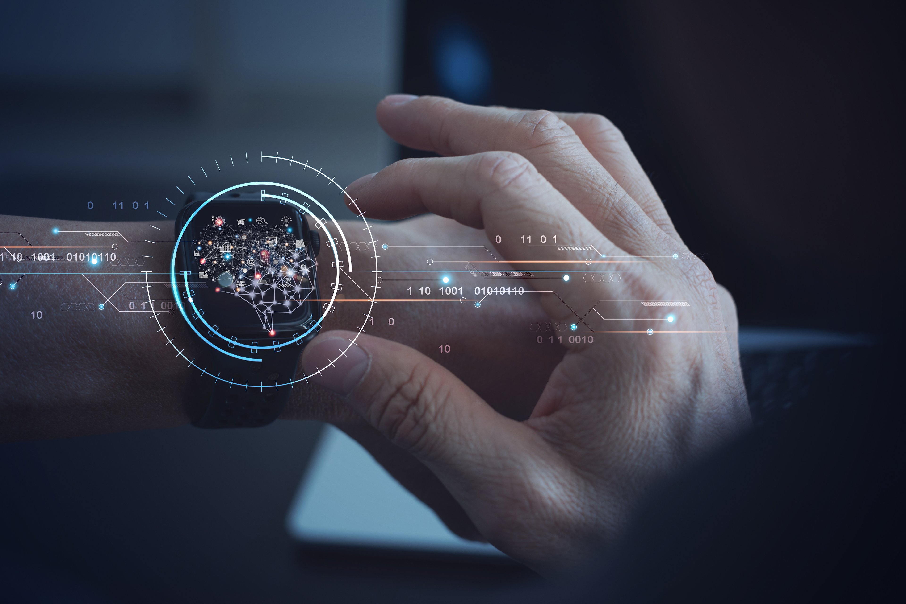 Smartwatch with AI display showing various forms of information.