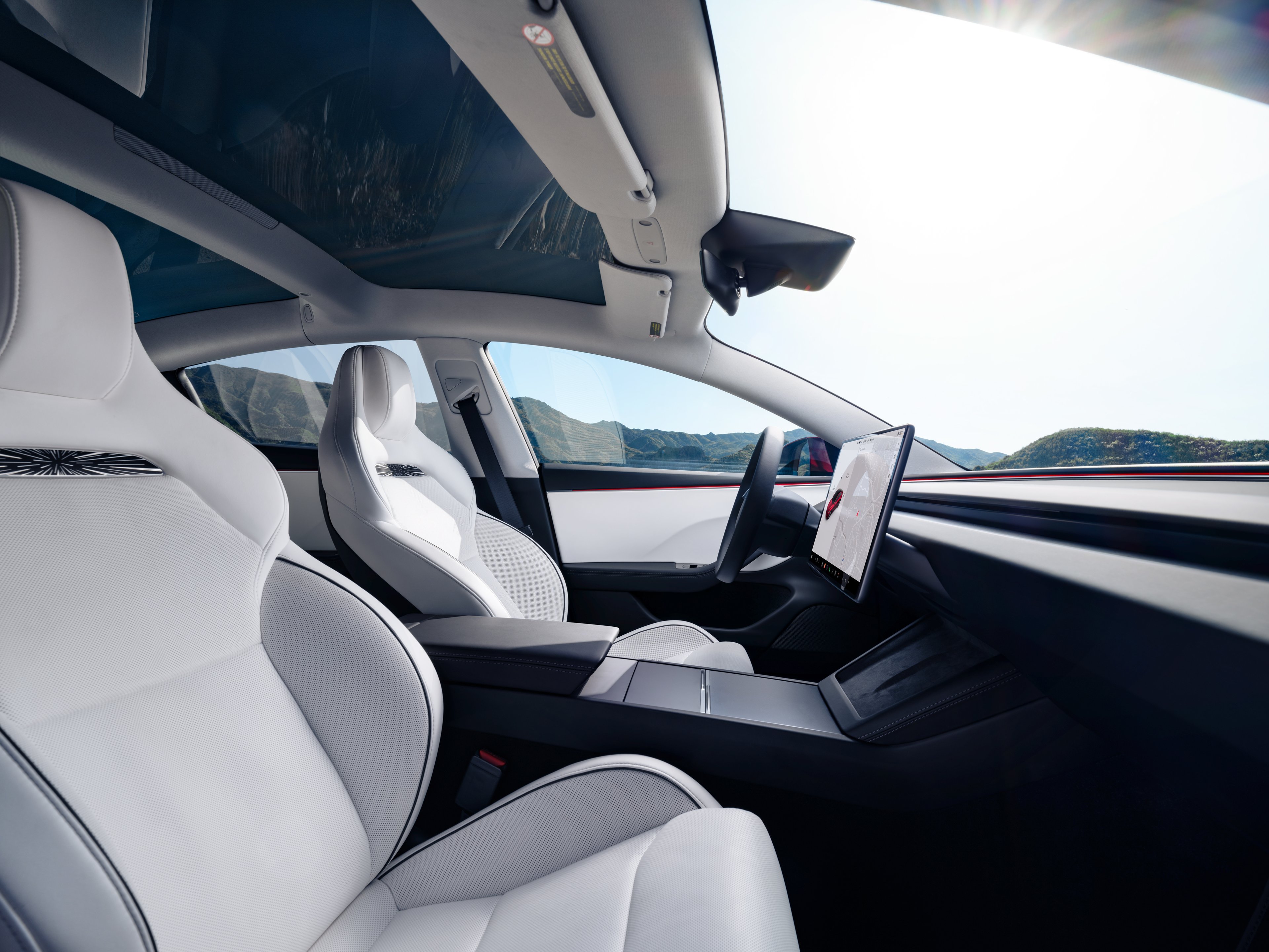 Interior of a Tesla vehicle.