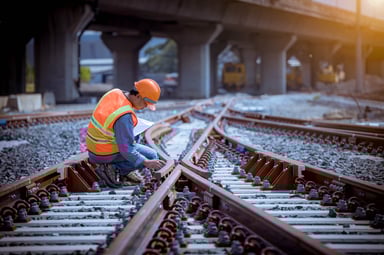 train tracks railroad worker transportation