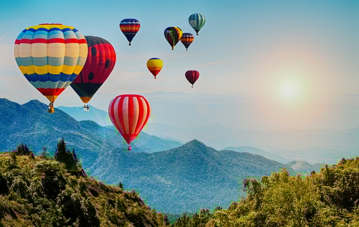 Hot air balloons. 